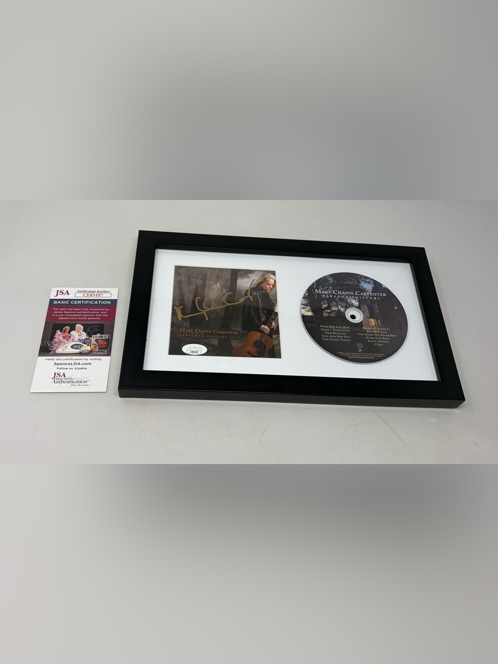 Mary Chapin Carpenter signed Personal History CD Cover Framed JSA COA